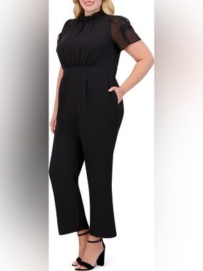 Vince camuto mixed media black jumpsuit size 16